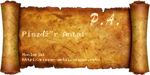 Piszár Antal névjegykártya